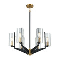 Elk Lighting Blakeslee 6-Lght Chandelier in Matte Blk & Satin Brss w/Clear Glass 15315/6